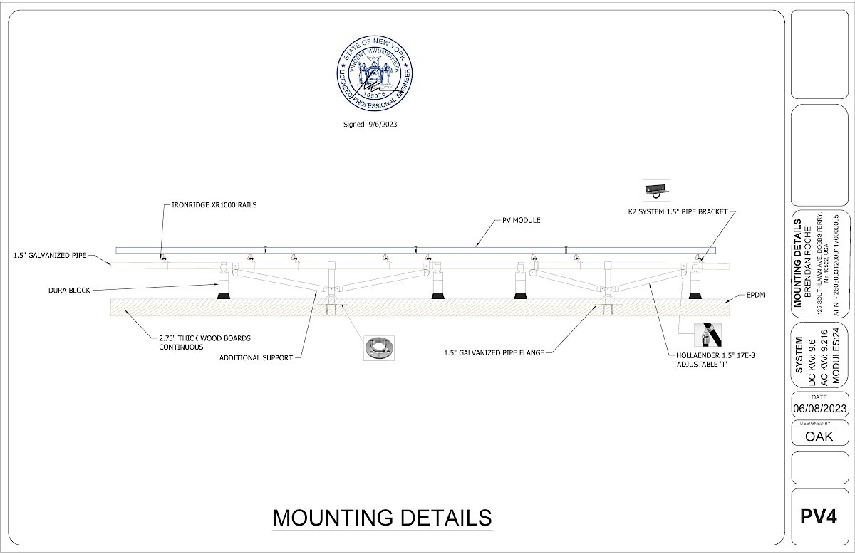 An engineering diagram of the racking system.